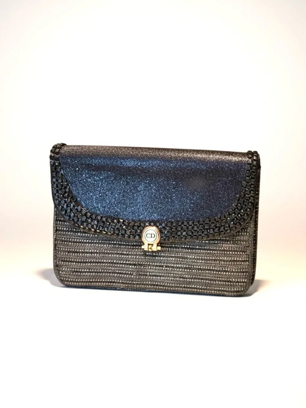 Christian Dior Stingray Python Crystal Flap Gold Chain Crossbody Clutch - Picture 1 of 7